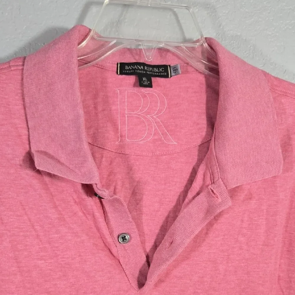 Banana Republic Pink Polo Shirt Men’s XL Soft Knit Business Casual Preppy Luxe
